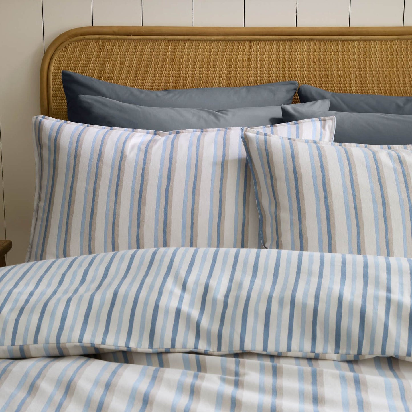 Emily Bond Somerset Striped Cotton Bedding Duvet Cover Set Blue