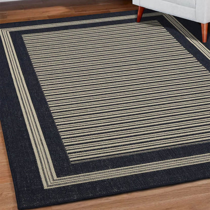 Flatweave Gel Border Navy Rug