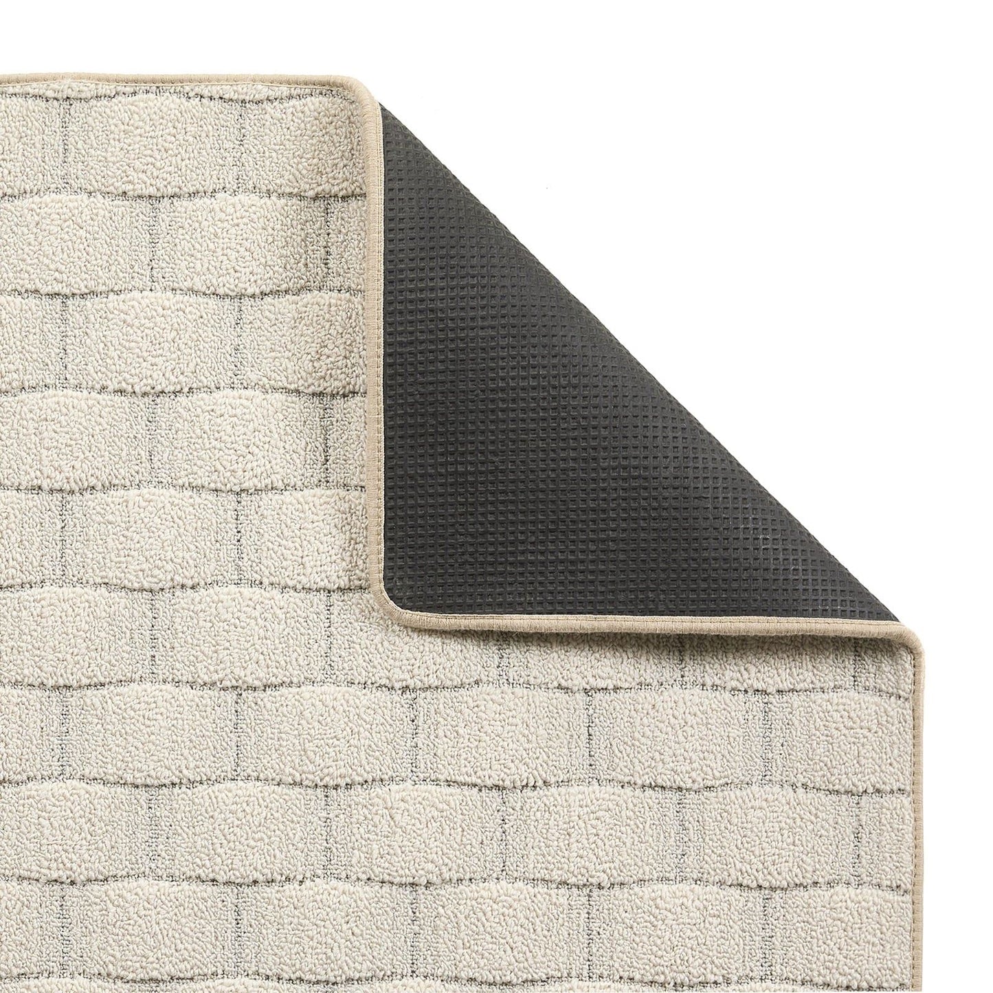 My Mat Sculptured Washable Basketweave Ivory Rug