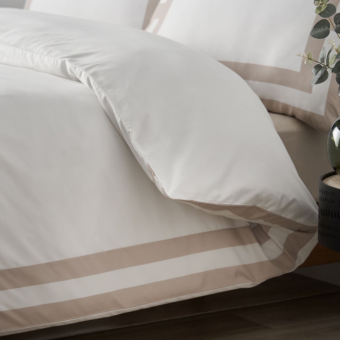 Catherine Lansfield So Soft Mono Panel Natural Duvet Cover Set