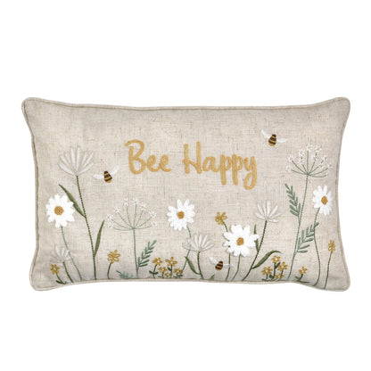 Catherine Lansfield Bee Happy Natural Cushion - Filled