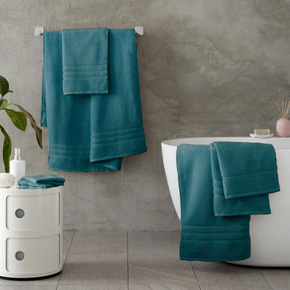 Zero Twist Teal Green Bath Sheet Pair