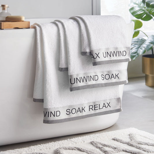 Catherine Lansfield Relax and Unwind White Towel and Sheet