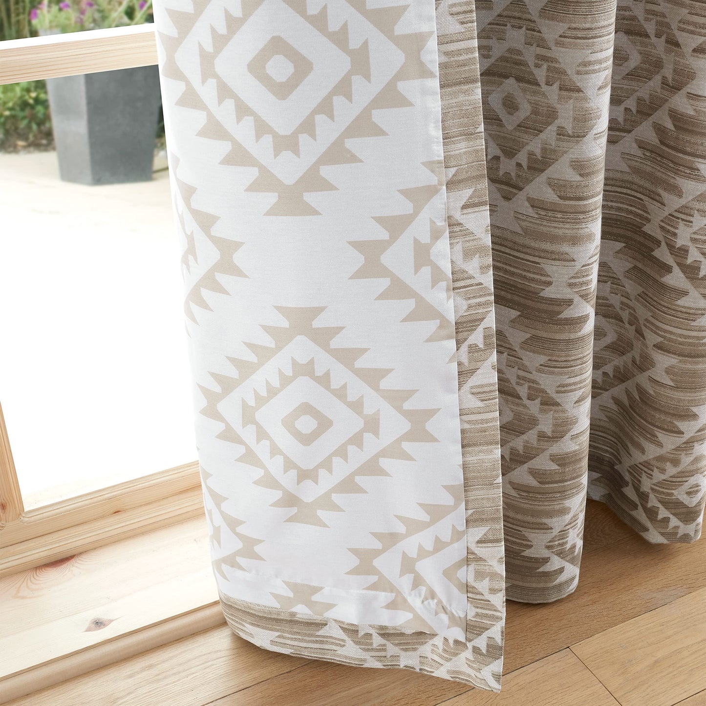 Aztec Geo Natural Eyelet Curtains