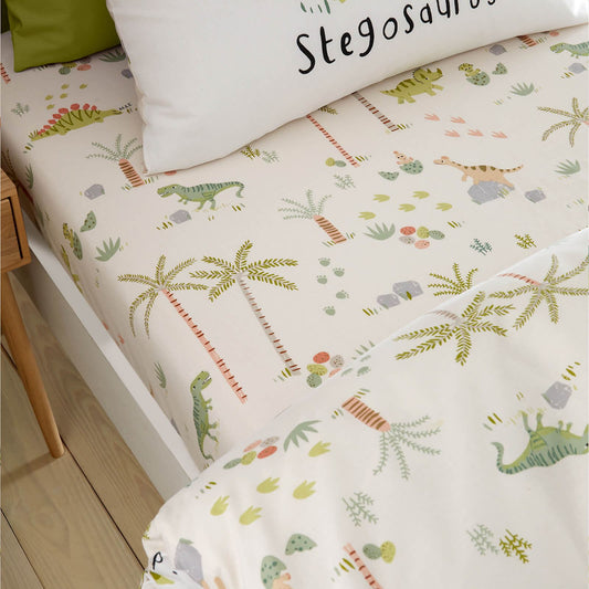 Sleepy Dino Green Fitted Sheet