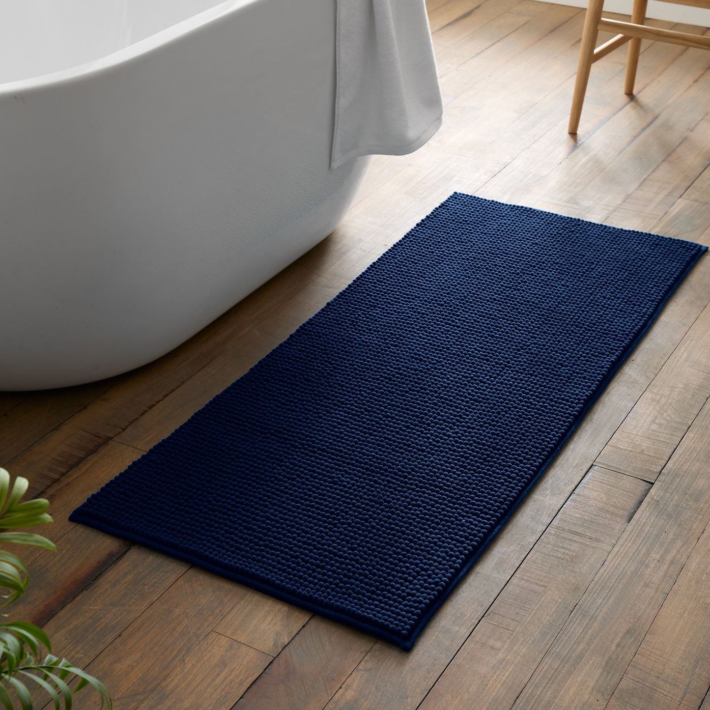 Catherine Lansfield Bobble Navy Blue Bath - Bath Runner