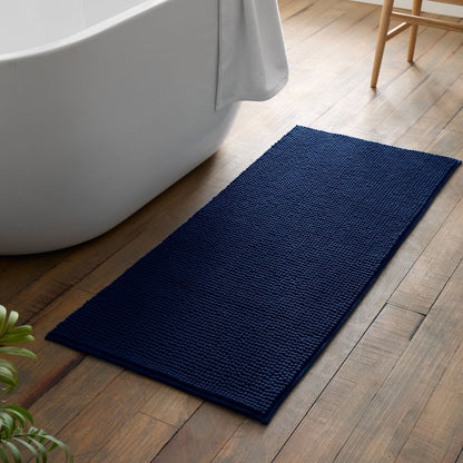 Catherine Lansfield Bobble Navy Blue Bath - Bath Runner