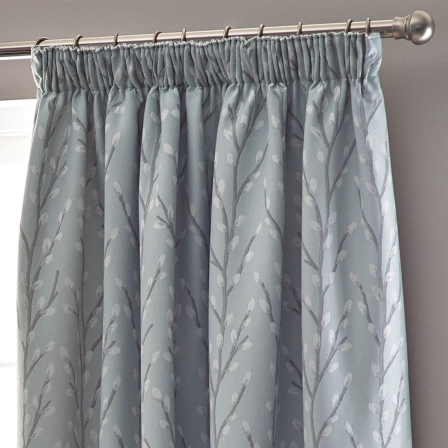 Sienna Abstract Duck Egg Pencil Pleat Curtains