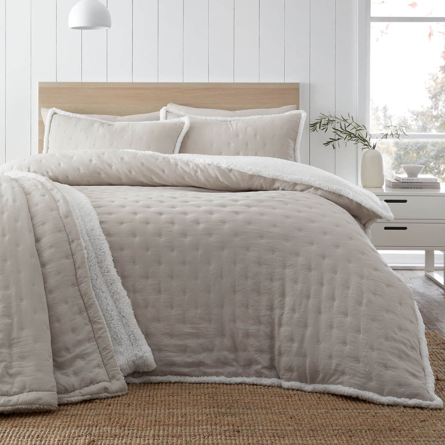 Cosy Nori Sherpa Cream Duvet Cover Set