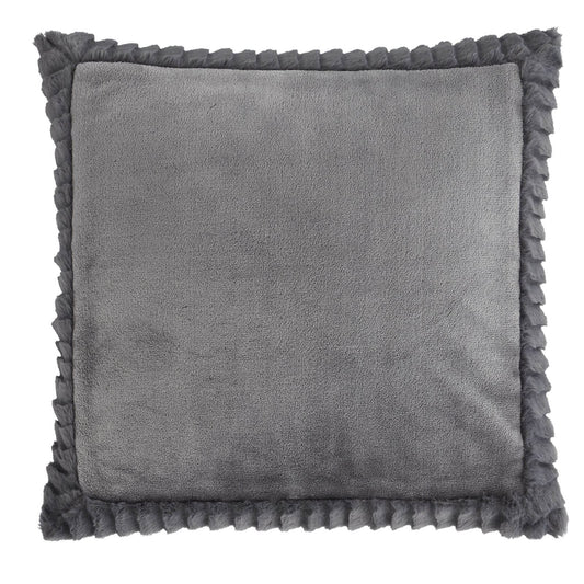 Velvet And Faux Fur Charcoal Filled Cushion