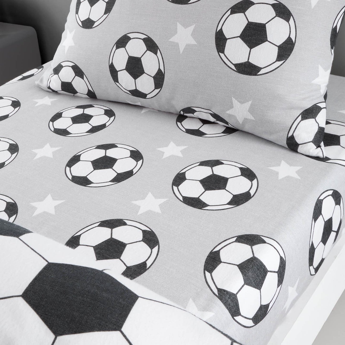 Brushed Football Stars Grey Fitted Sheet