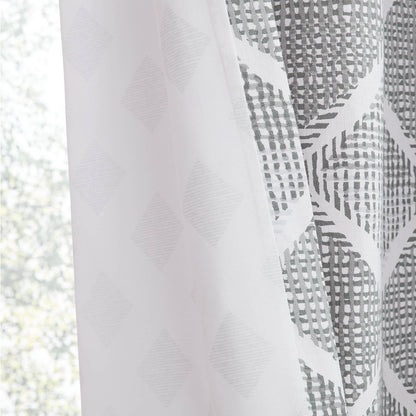 Geo Textured Diamond Grey Eyelet Curtains