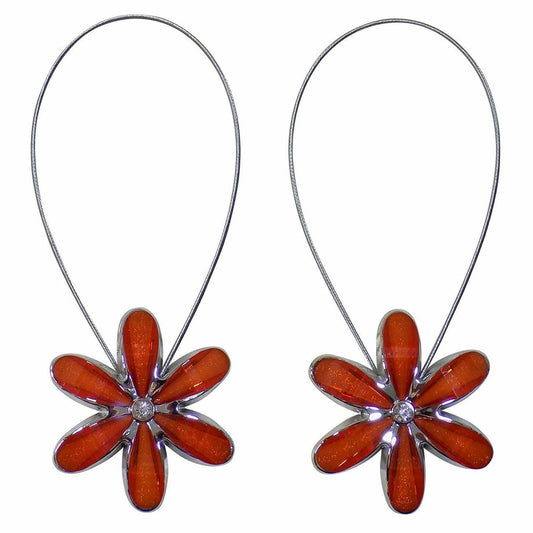 Magnetic Flower Wire Orange Tiebacks Pair