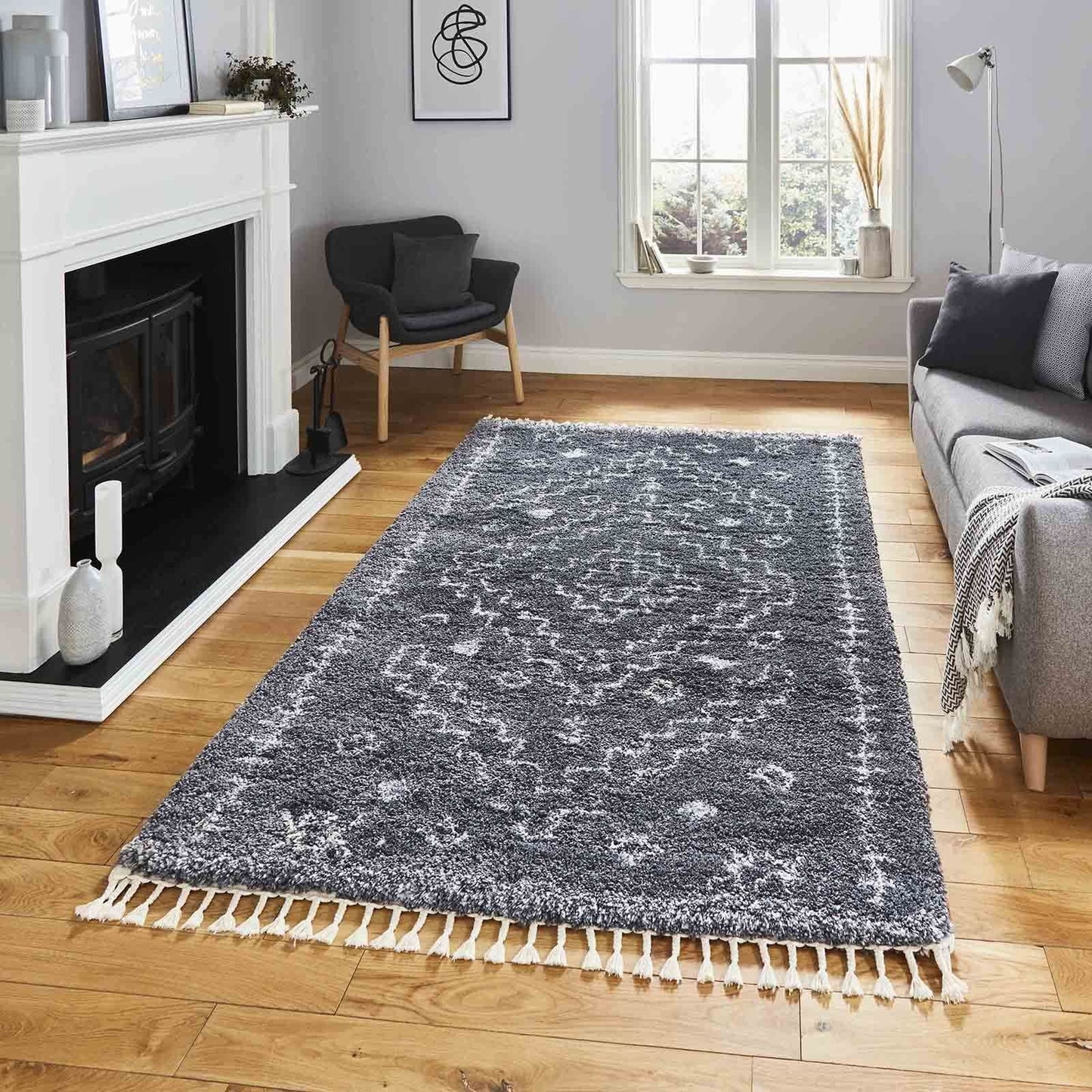 Aspen 1537 Grey/Ivory Shaggy Rug