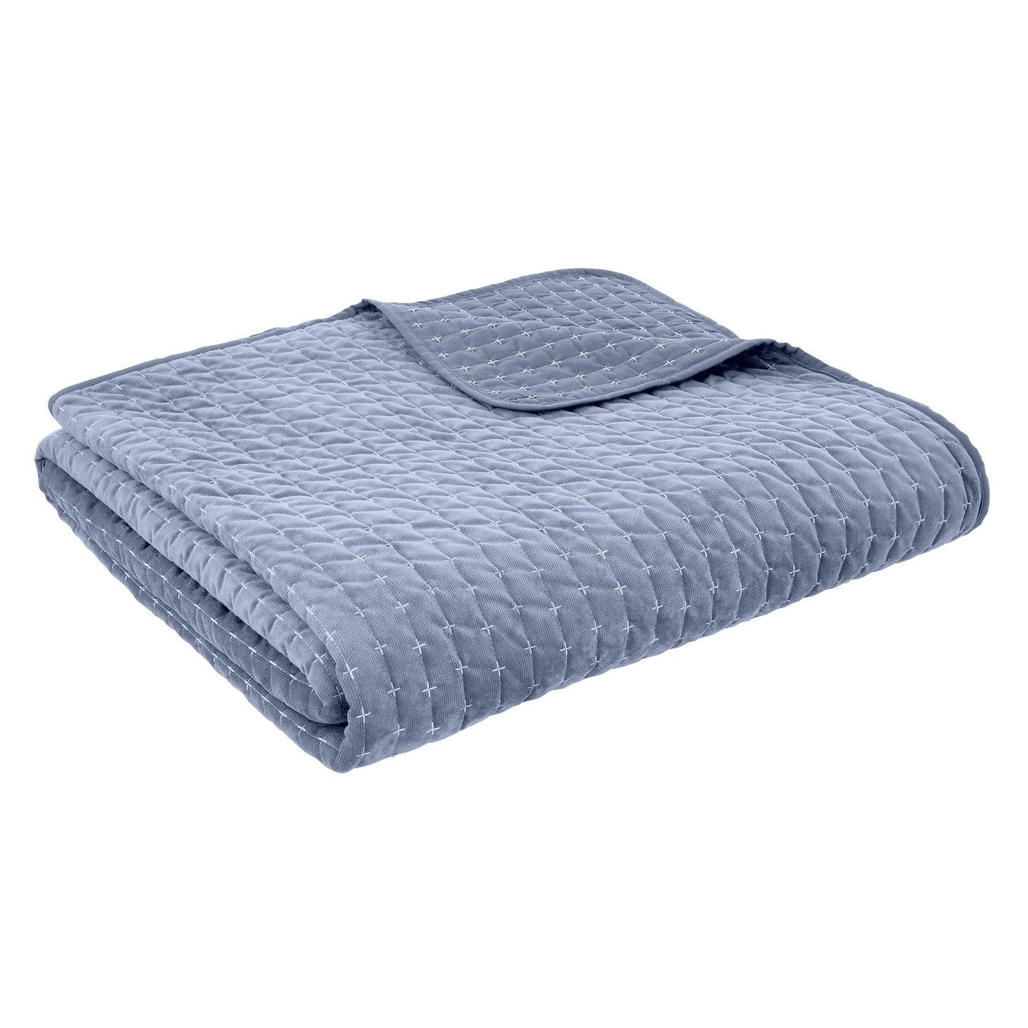Bianca Attica Velvet Blue Bedspread - 240x260cm
