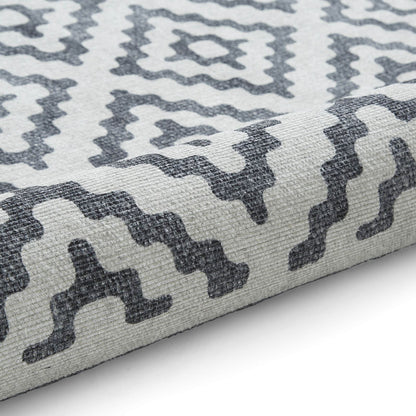 Coral H1058 Grey Modern Washable Rug