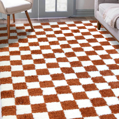 Snug Chequerboard Terracotta Blocks Rug