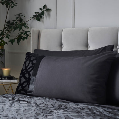 Lattice Cut Velvet Black Duvet Cover Set