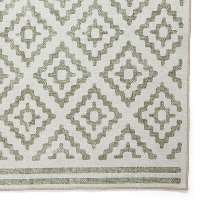 Coral H1058 Green Modern Washable Rug
