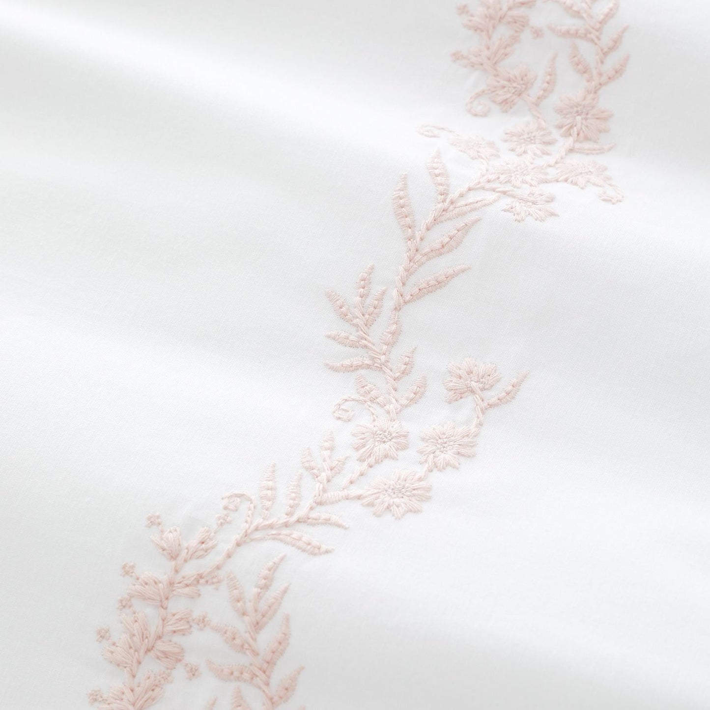 Bianca Camille Embroidered Floral White / Pink Duvet Cover Set
