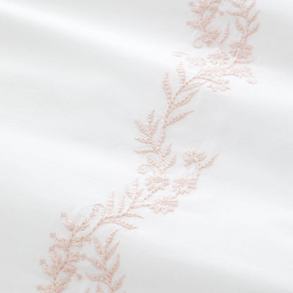 Bianca Camille Embroidered Floral White / Pink Duvet Cover Set