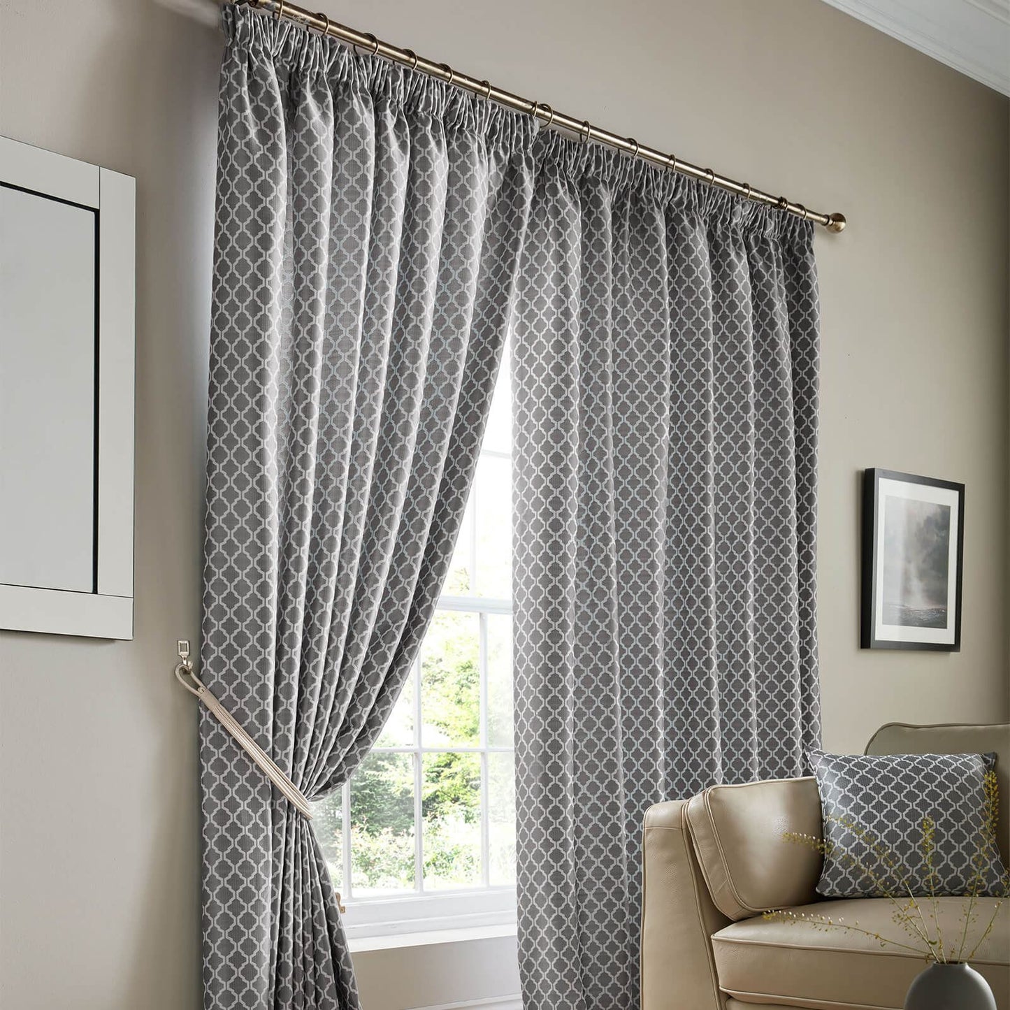 Cotswold Latte Pencil Pleat Curtains