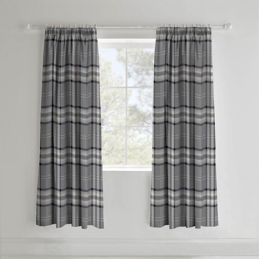 Kelso Charcoal Pencil Pleat Curtains