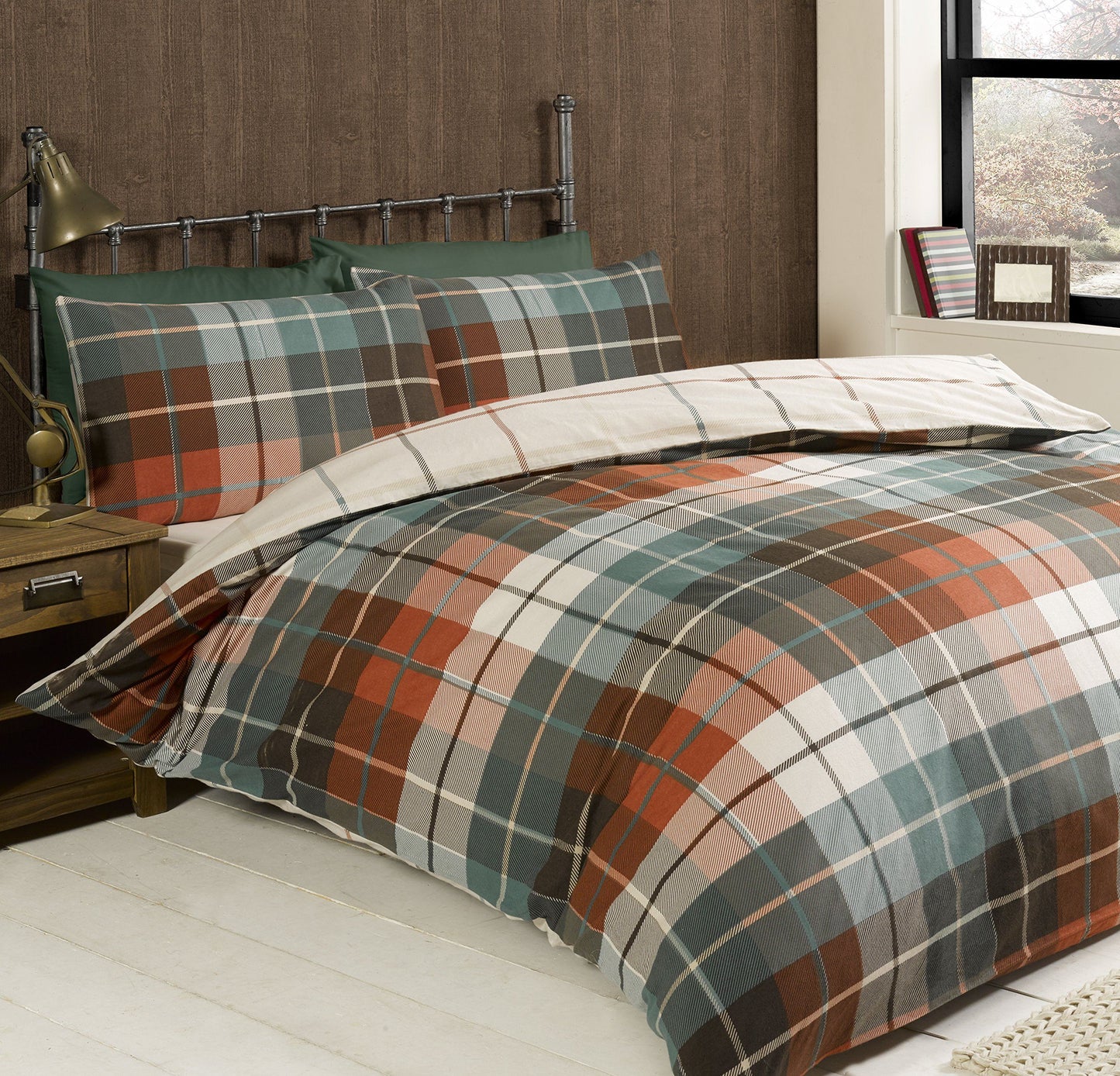 Lomond Check Flannellette Terracotta Duvet Set