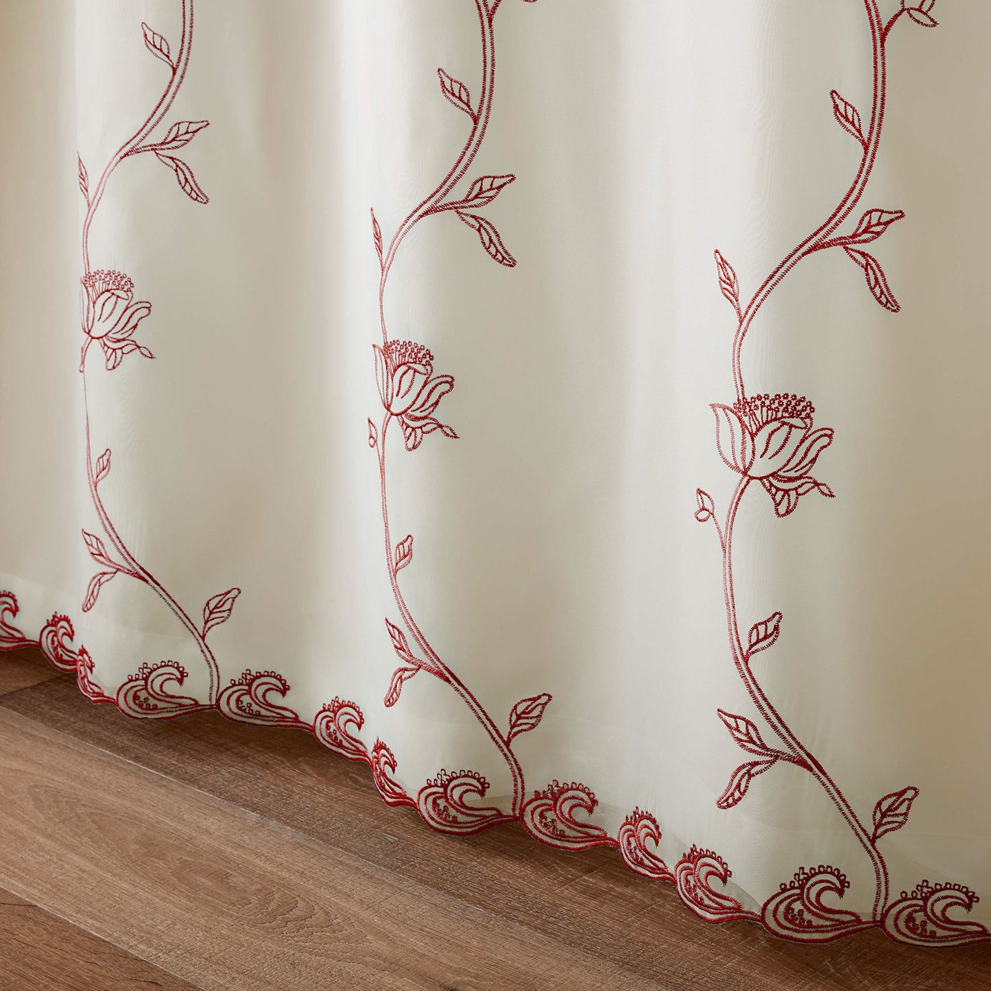 Exeter Red Pencil Pleat Curtains