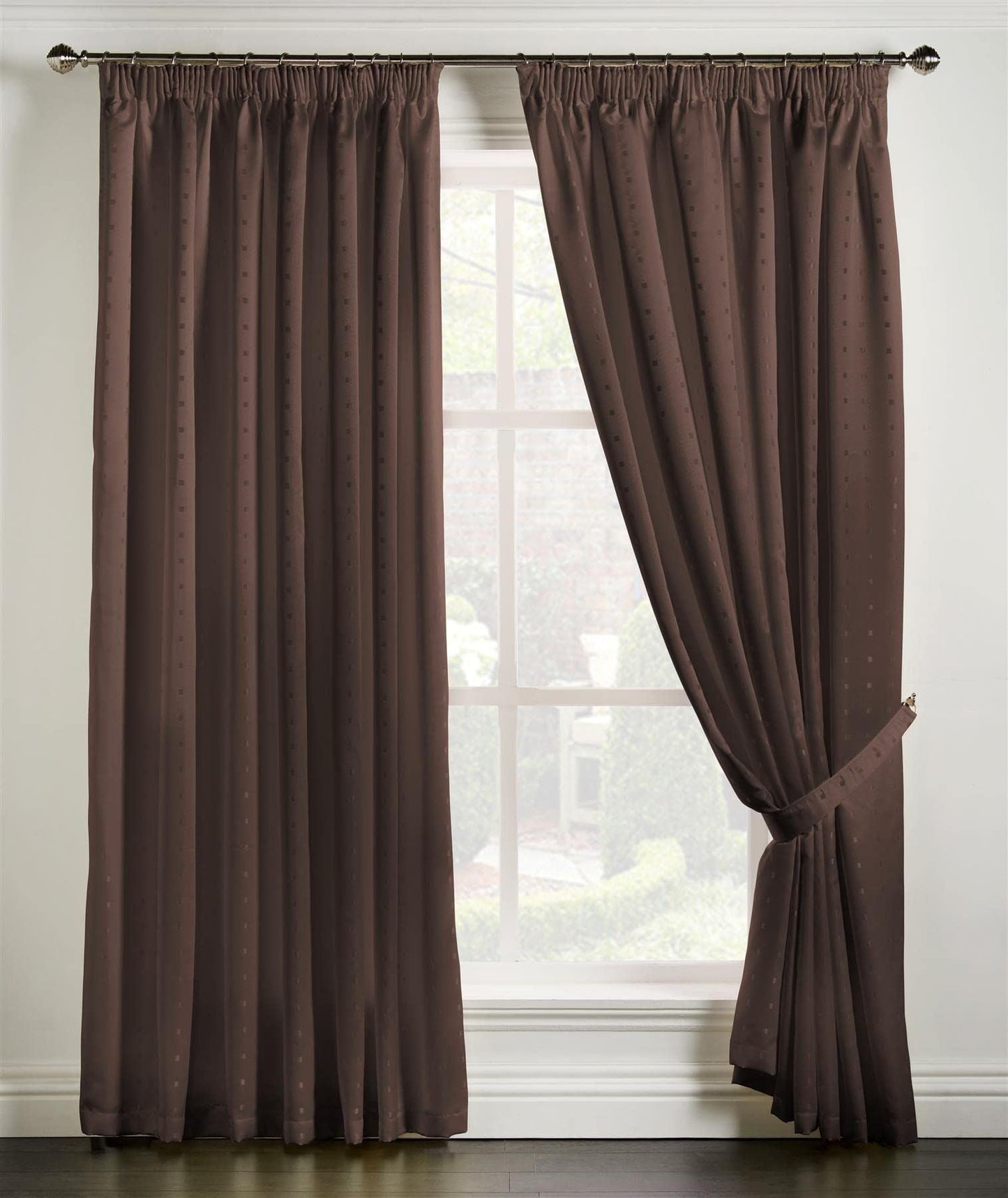 Madison Chocolate Pencil Pleat Curtains