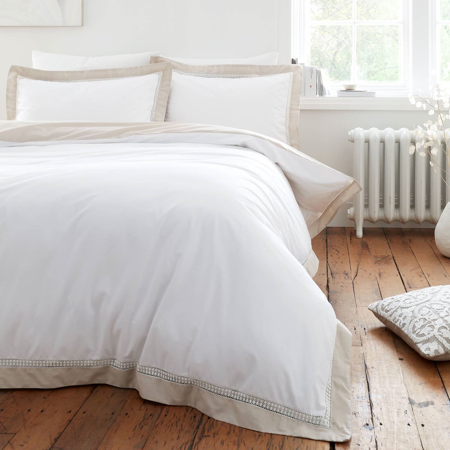 Oxford Lace Natural Duvet Cover Set