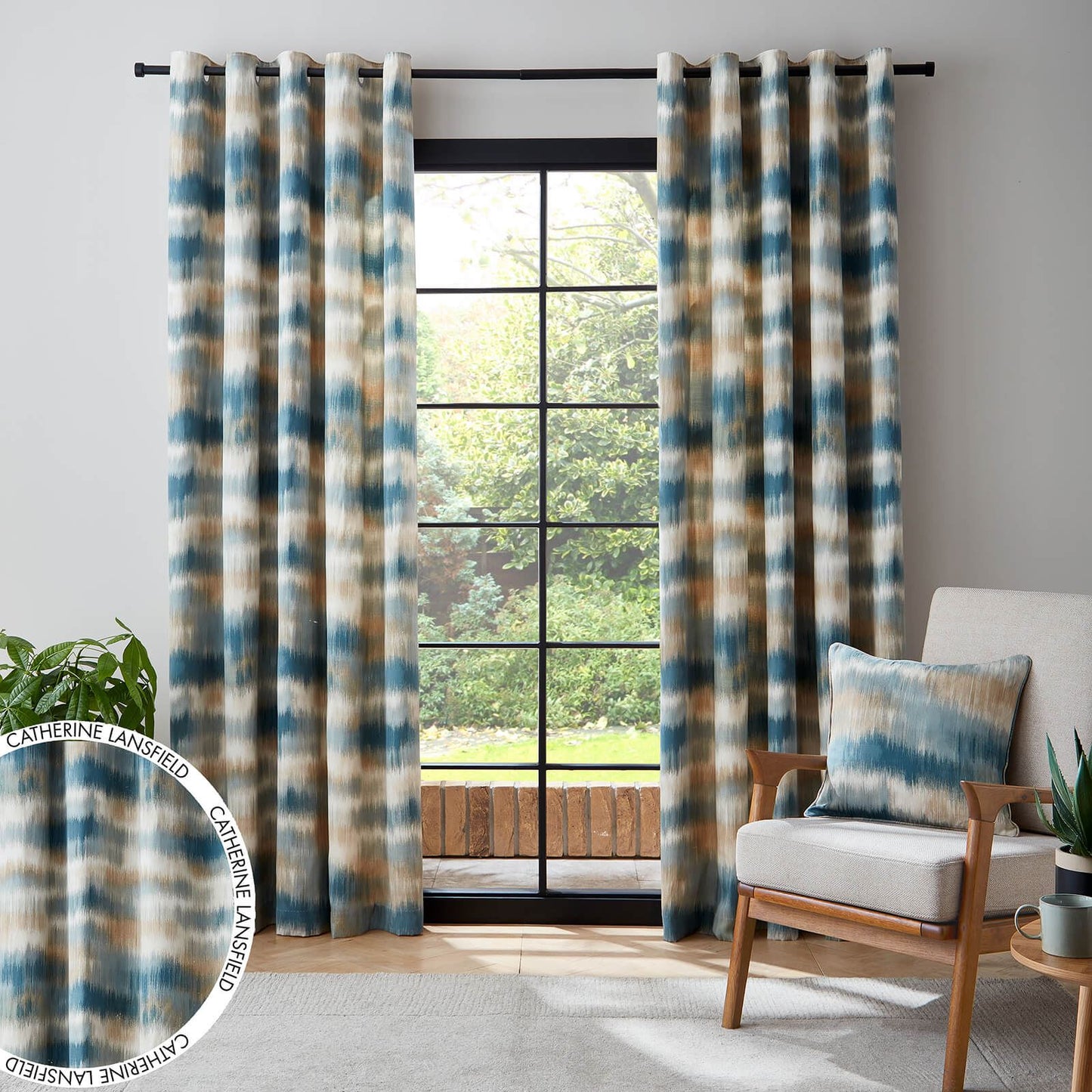 Ombre Texture Teal Curtains Two Panels