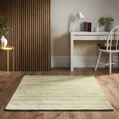 Origins Fine Stripes Green Rug - 80 x 150cm (2ft 6" x 5ft 0")
