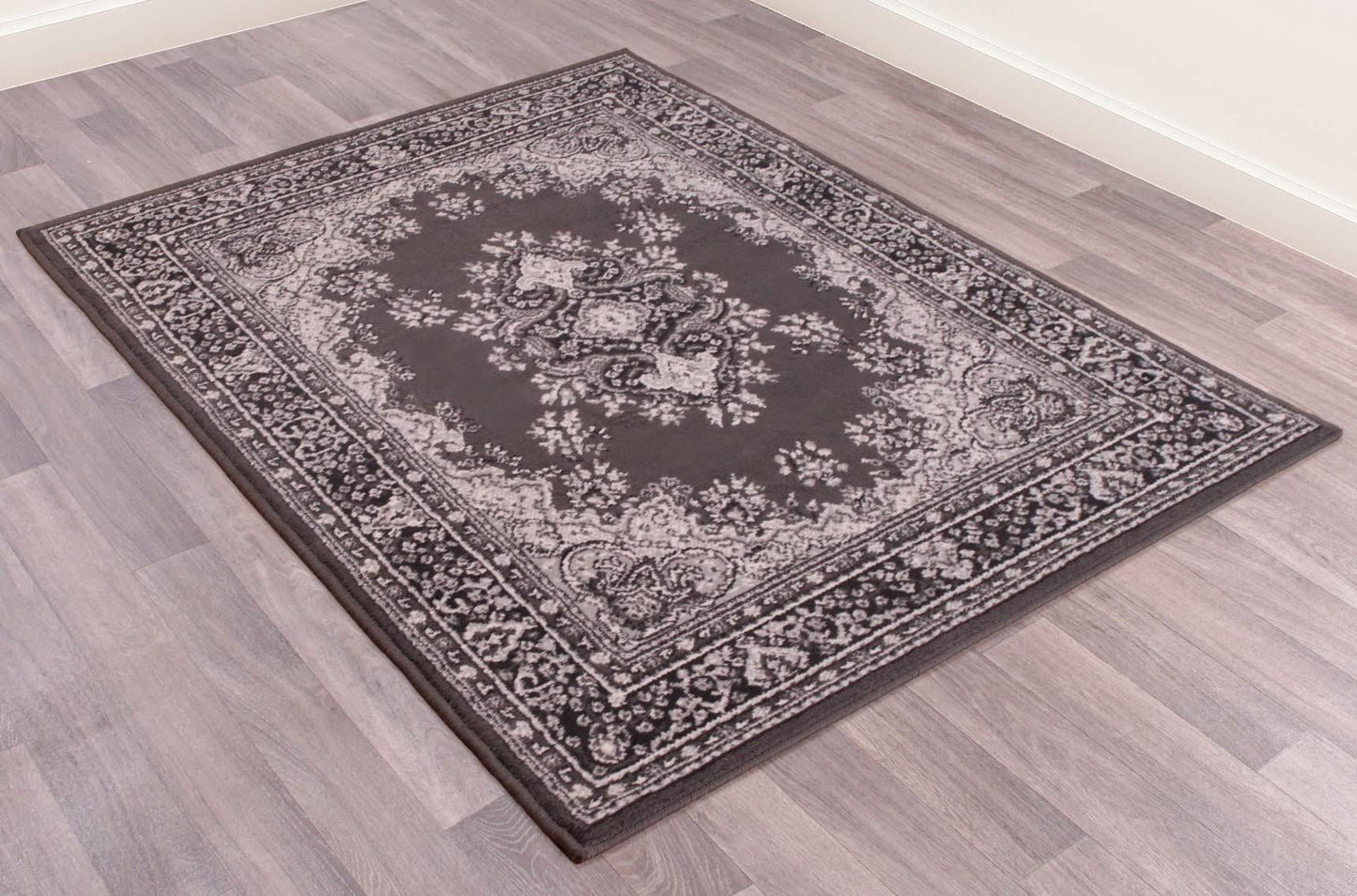 Traditional Poly Lancashire Dark Grey Rugs