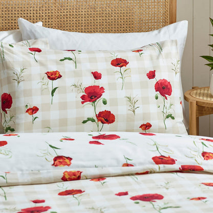 Catherine Lansfield Poppy Floral Reversible Bedding Duvet Cover Set Red