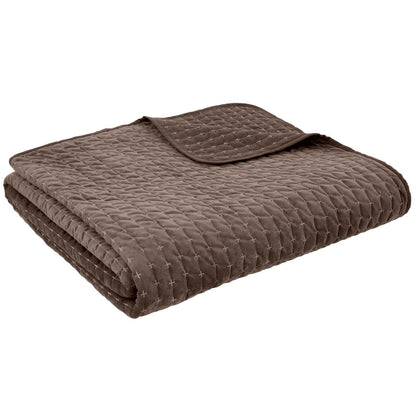 Bianca Fine Linens Attica Velvet Embroidered Bedspread Chocolate - 240x260cm