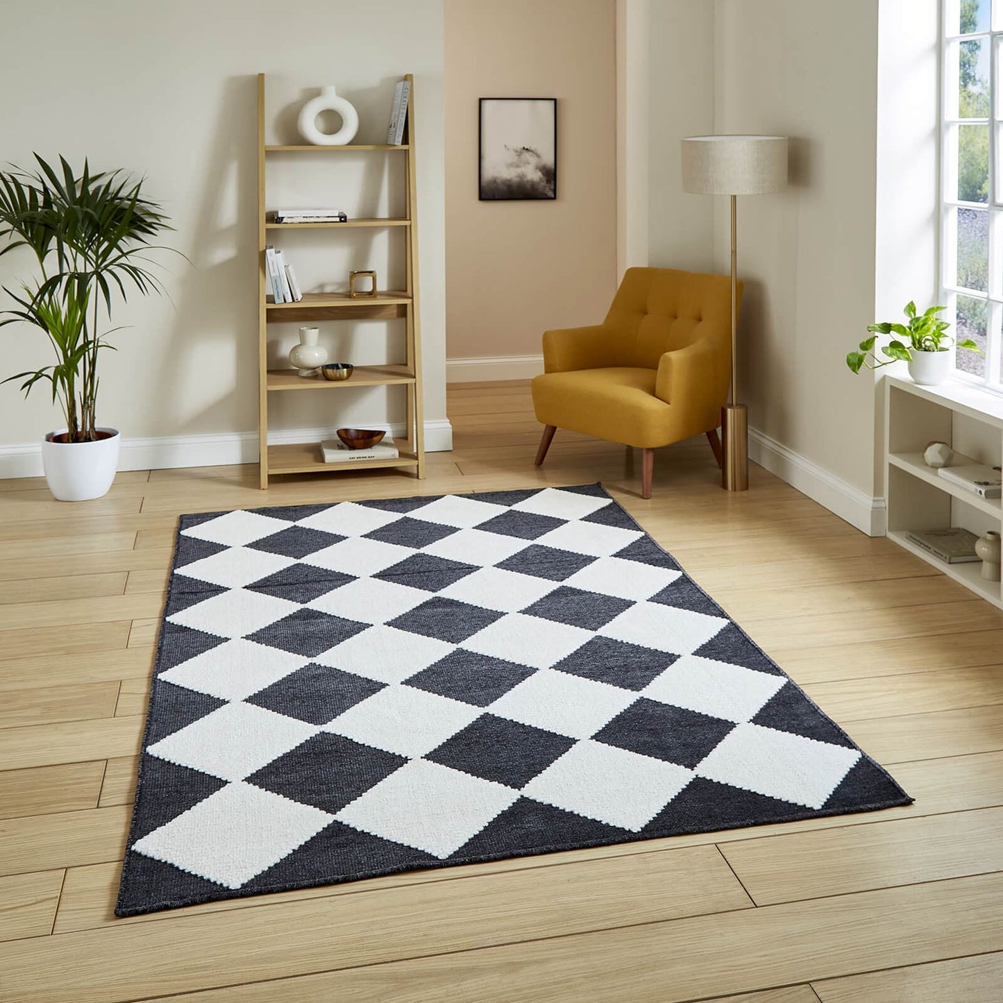 Lyna J0529 Charcoal/White Washable Rug