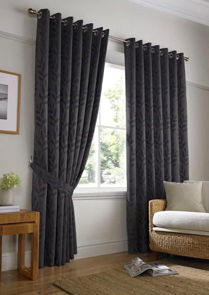 Tivoli Charcoal Eyelet Curtains