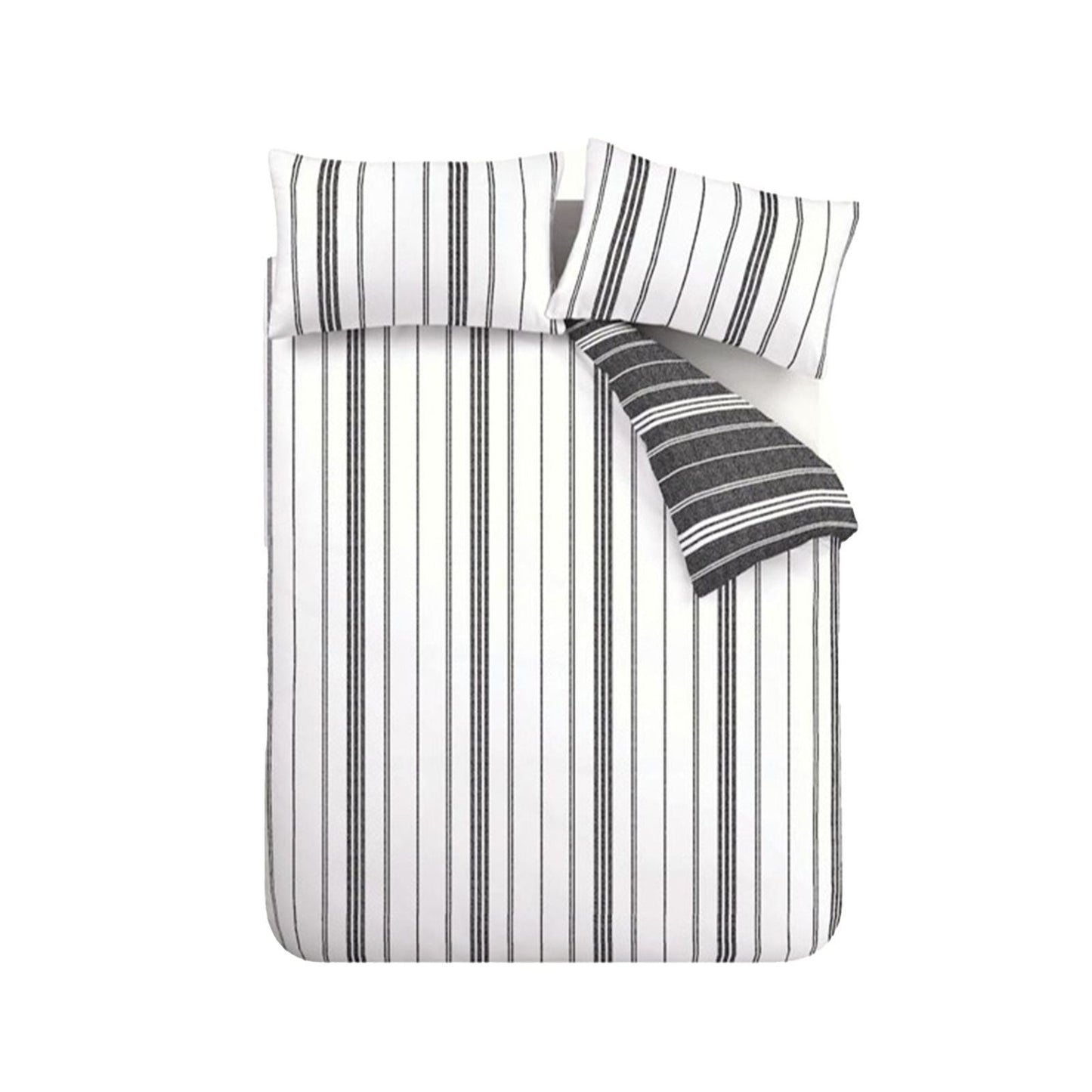 Catherine Lansfield Harbour Stripe Black Duvet Cover Set