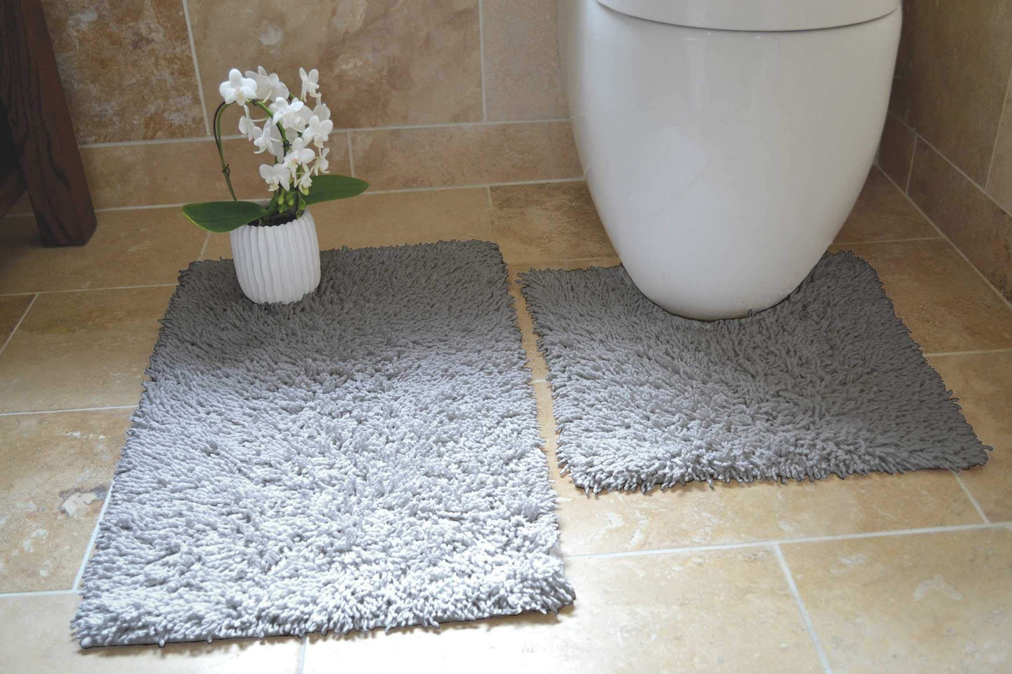 Cotton Twist Silver Bath Pedestal Mat