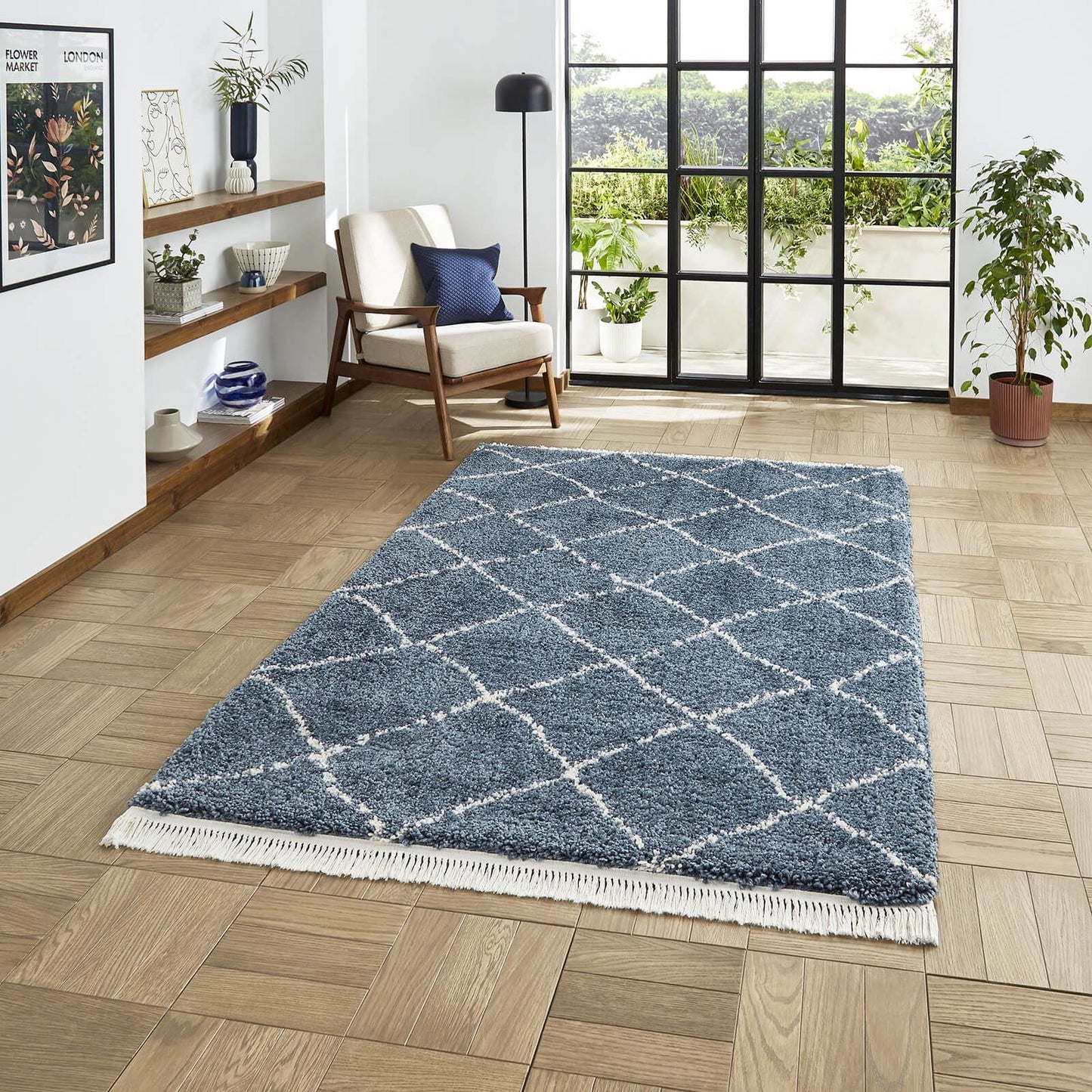 Boho 5413 Blue Berber Rug