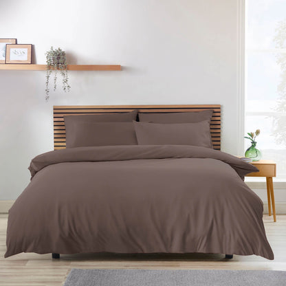 Catherine Lansfield Non-Iron Bedding Duvet Cover Set Chocolate