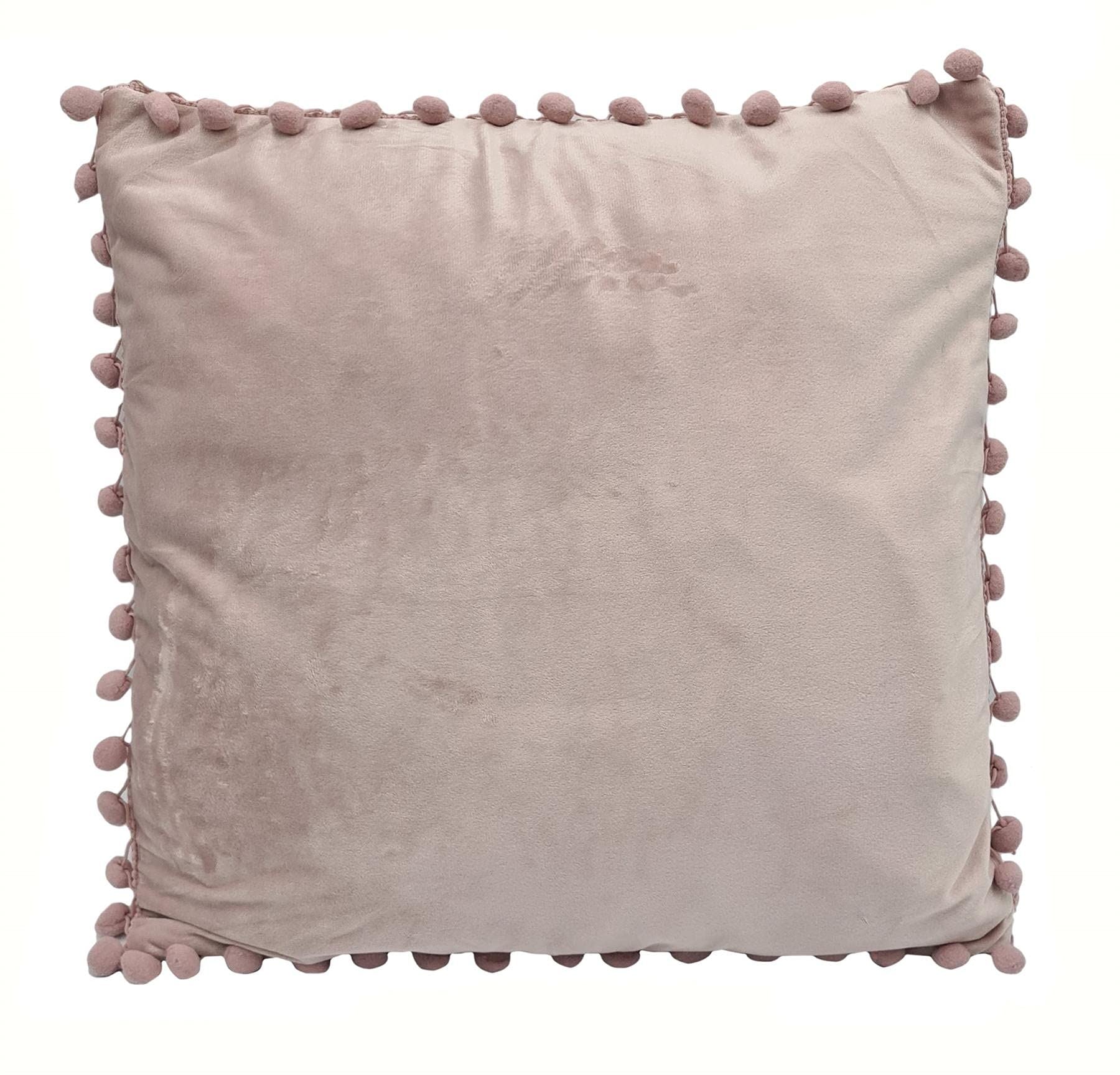 Poms Velvet Dusky Pink Cushion Cover