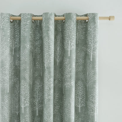 Alder Trees Sage Green Eyelet Curtains