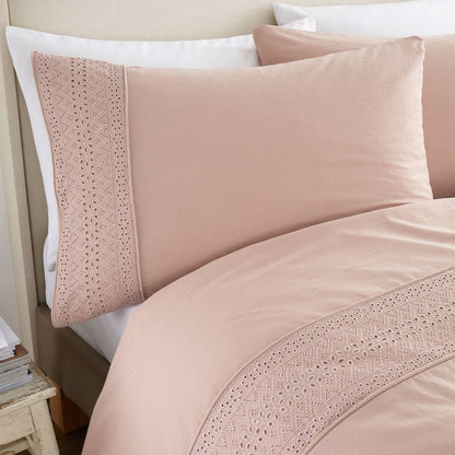 Broderie Anglaise Blush Pink Duvet Cover Set