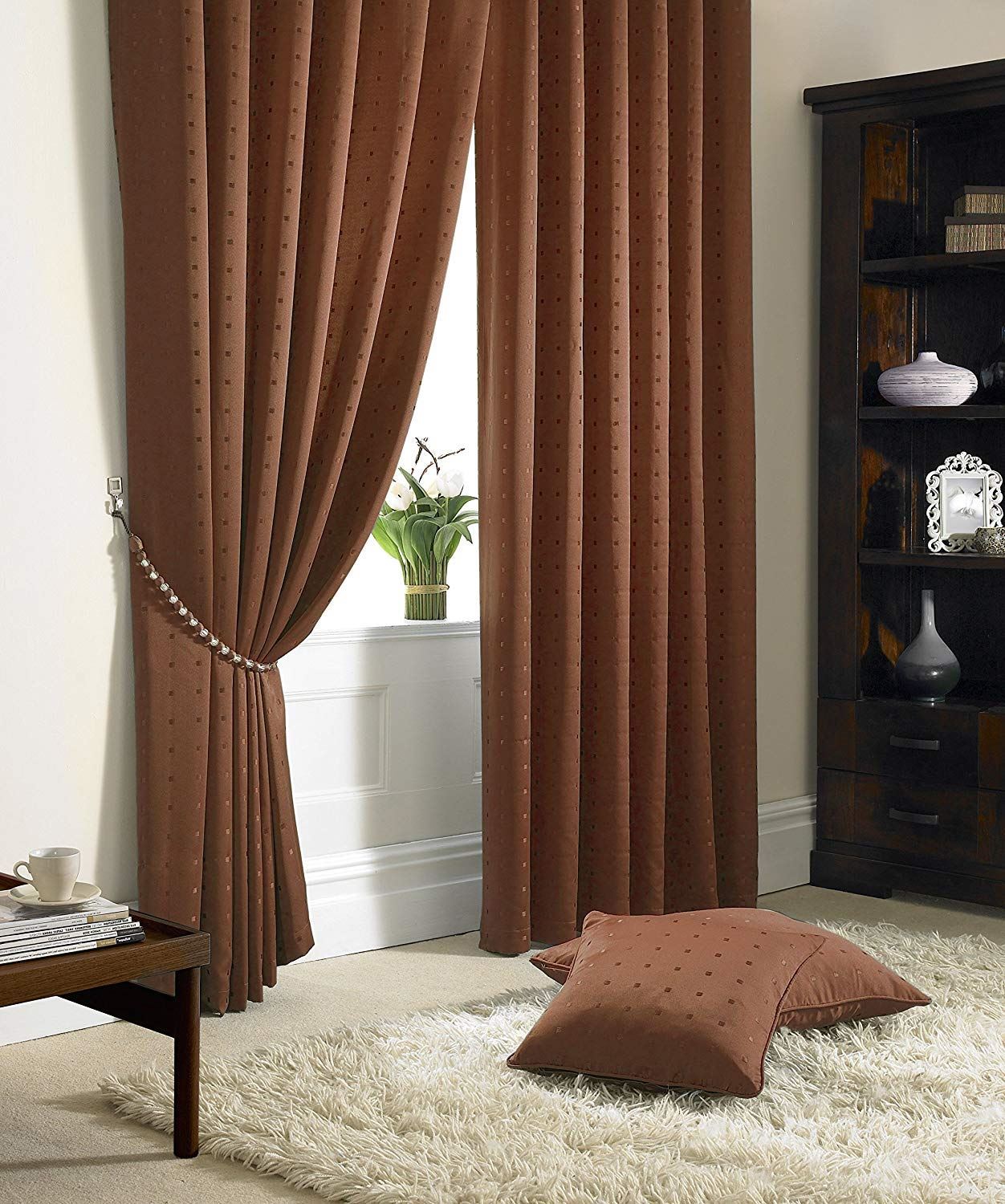 Madison Orange Pencil Pleat Curtains