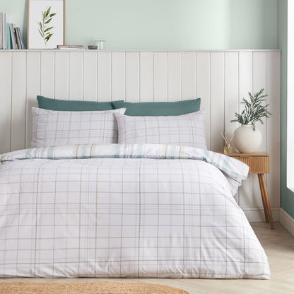 Catherine Lansfield Cartmel Check Green Duvet Cover Set
