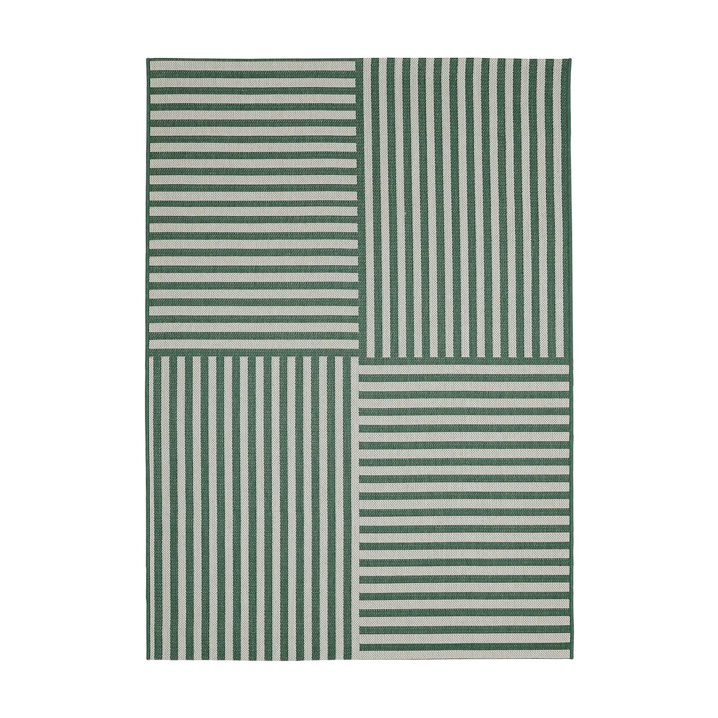 County Multi Stripe Green Geo Rug