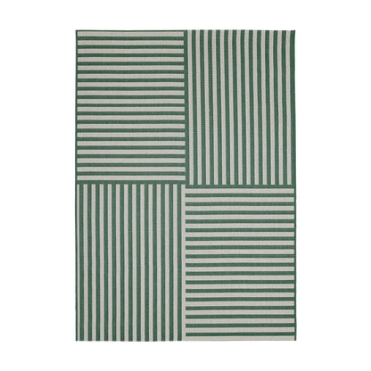 County Multi Stripe Green Geo Rug