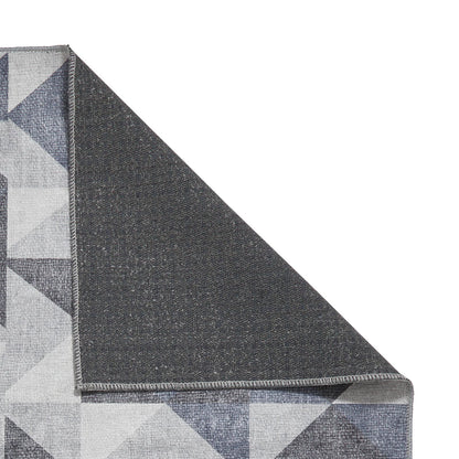 Coral H1057 Blue/Grey Modern Washable Rug